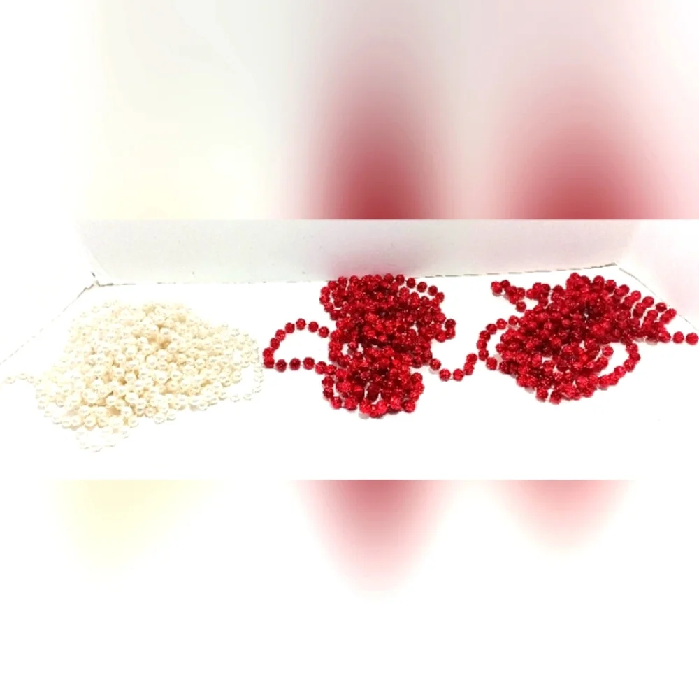 Red White Fused Bead Christmas Garland 3 Sets Mini Tree